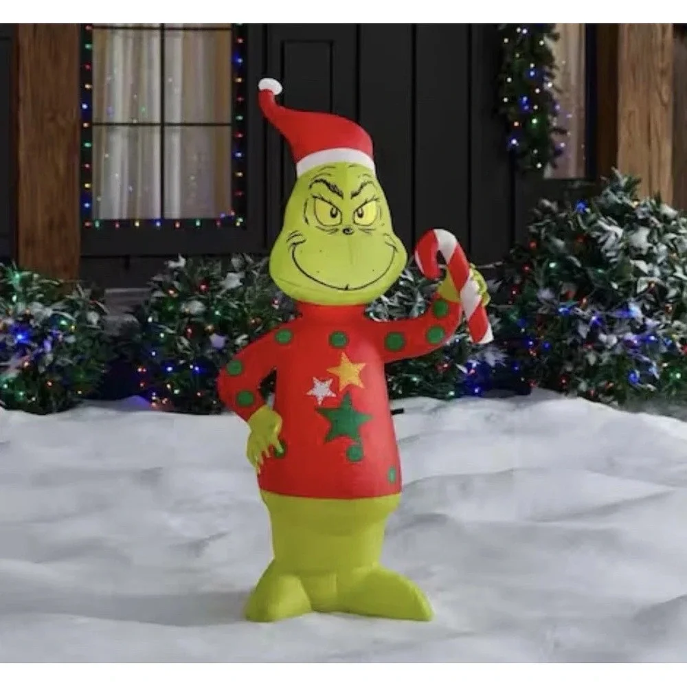 4 ft. LED The Grinch in Ugly Sweater Candy Cane Christmas‎ Airblown Inflatable